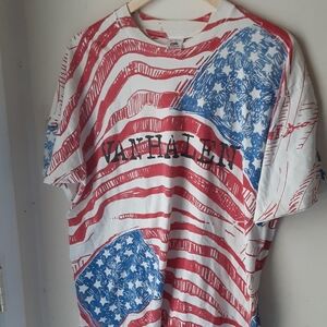 VAN HALEN KICKING ASS USA FLAG ROCK BAND ALL OVER PRINT t-shirt SIZE XL USA MADE